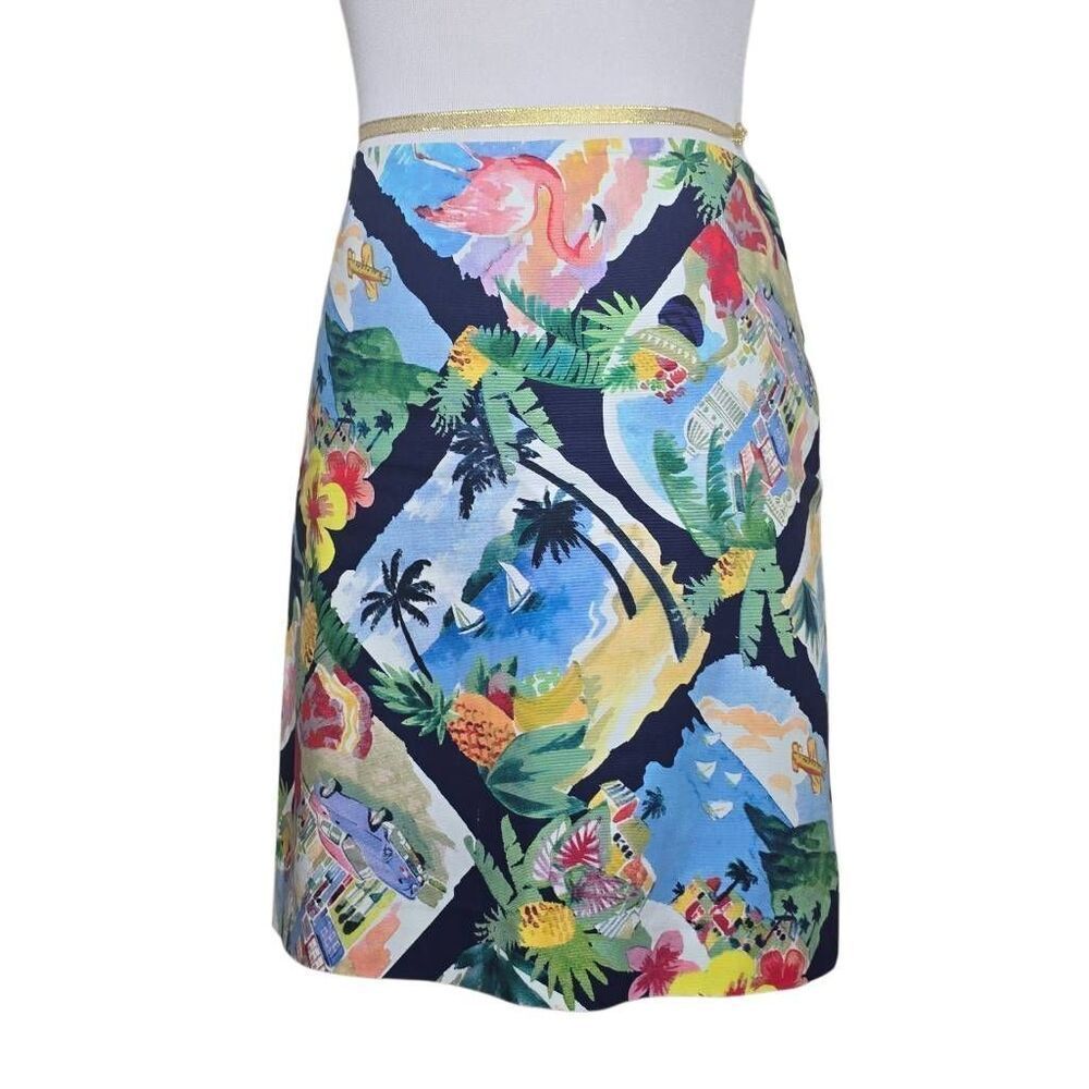 Talbots Vacation Travel Tropical Pleated Multicolor Skirt Size 2